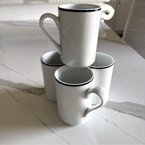 Dansk Bistro NR / Portugal Christainshavn White Coffee Mugs Blue Trim ceramic